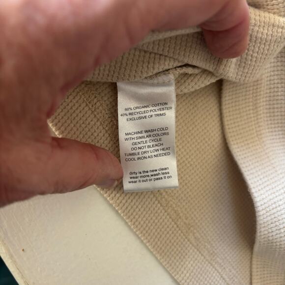 Toad&Co Framer Dos Hoodie Waffle Knit Organic Cotton Polyester Oatmeal Beige Lg - Picture 9 of 9
